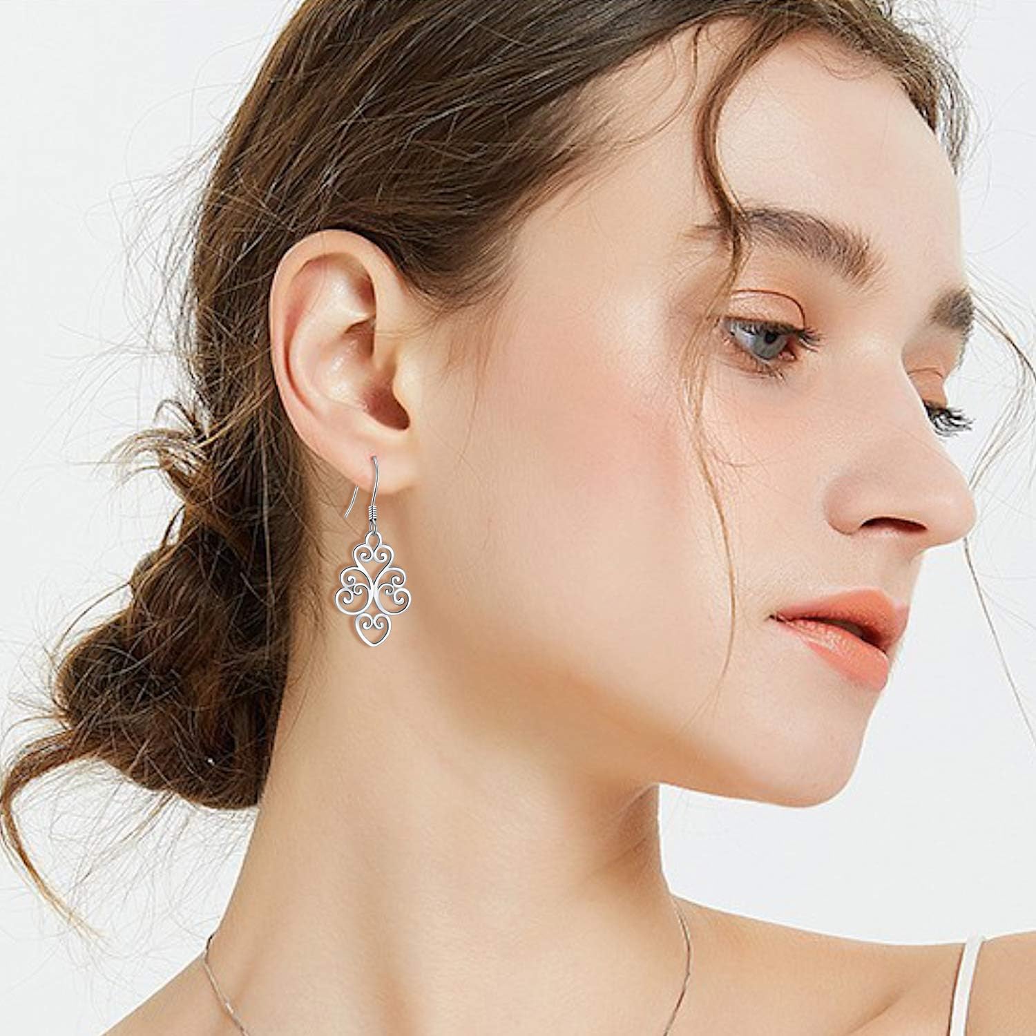 RMREWY Filigree Dangle Drop Earrings 925 Sterling Silver Tribal Boho Vintage Earrings Jewelry Gifts For Women - Image 2