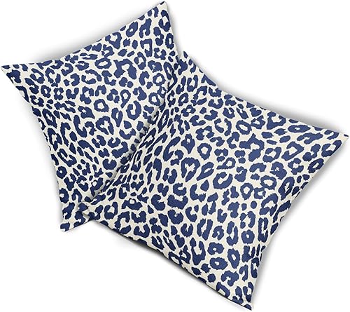 Miniatura 8 de Juego de 2 fundas de almohada con estampado de leopardo azul marino de 16 x 16 pulgadas, diseño de animal de guepardo azul marino, chinoiserie,