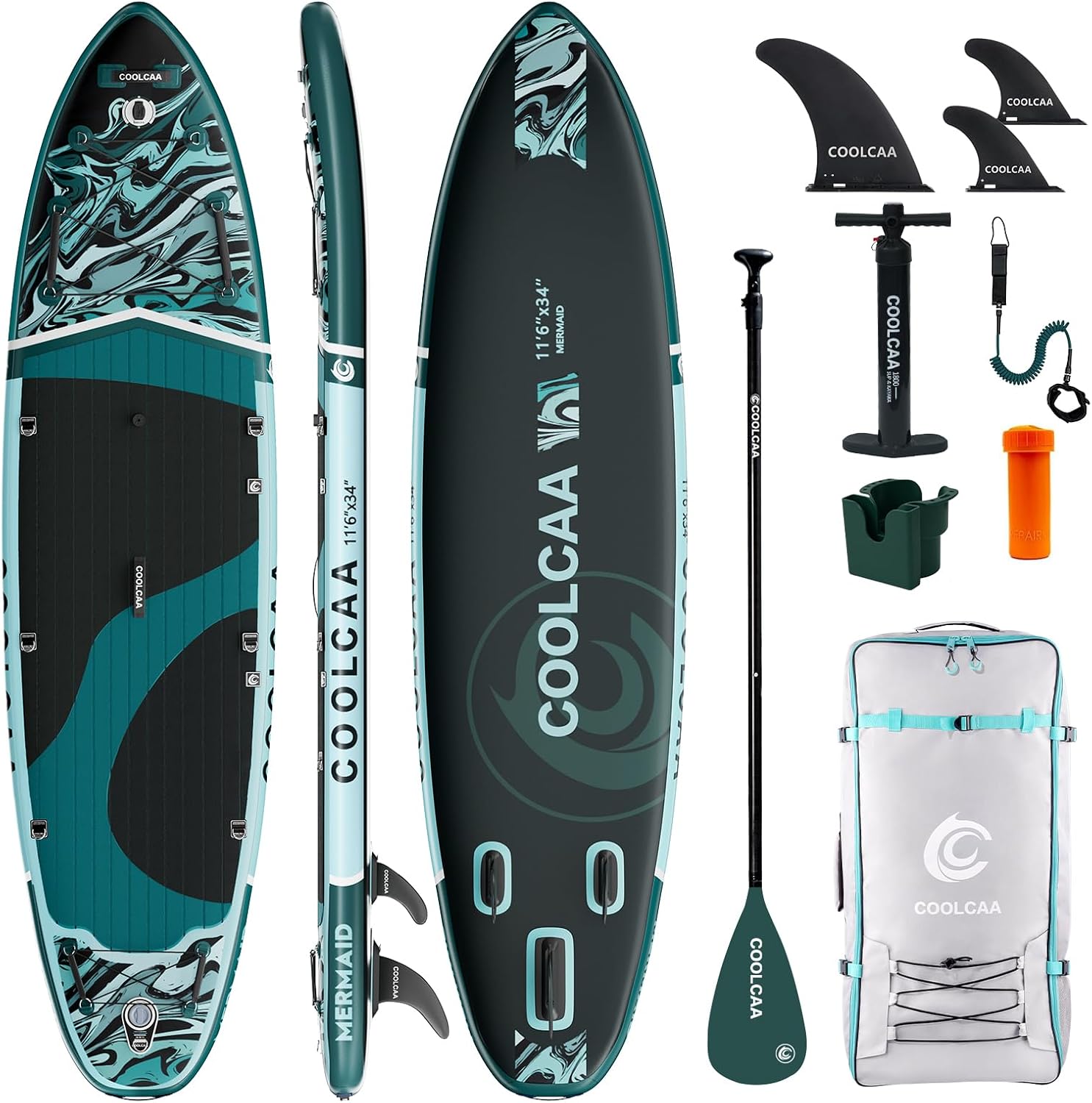 Extra Wide Inflatable Paddle Board, 490lbs Capacity Stable SUP for Family, Beginners & Dogs, Fishing Paddle Board with Premium Accessories, Backpack & Pump