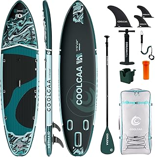 COOLCAA SUP Board, 355cm (Extra Groß) Stand Up Paddling Board, Aufblasbares Stand-Up Paddle Board mit 86cm Extra Breit, Fishing Paddleboard mit Zubehör & Tragetasche für Adults, 222 kg