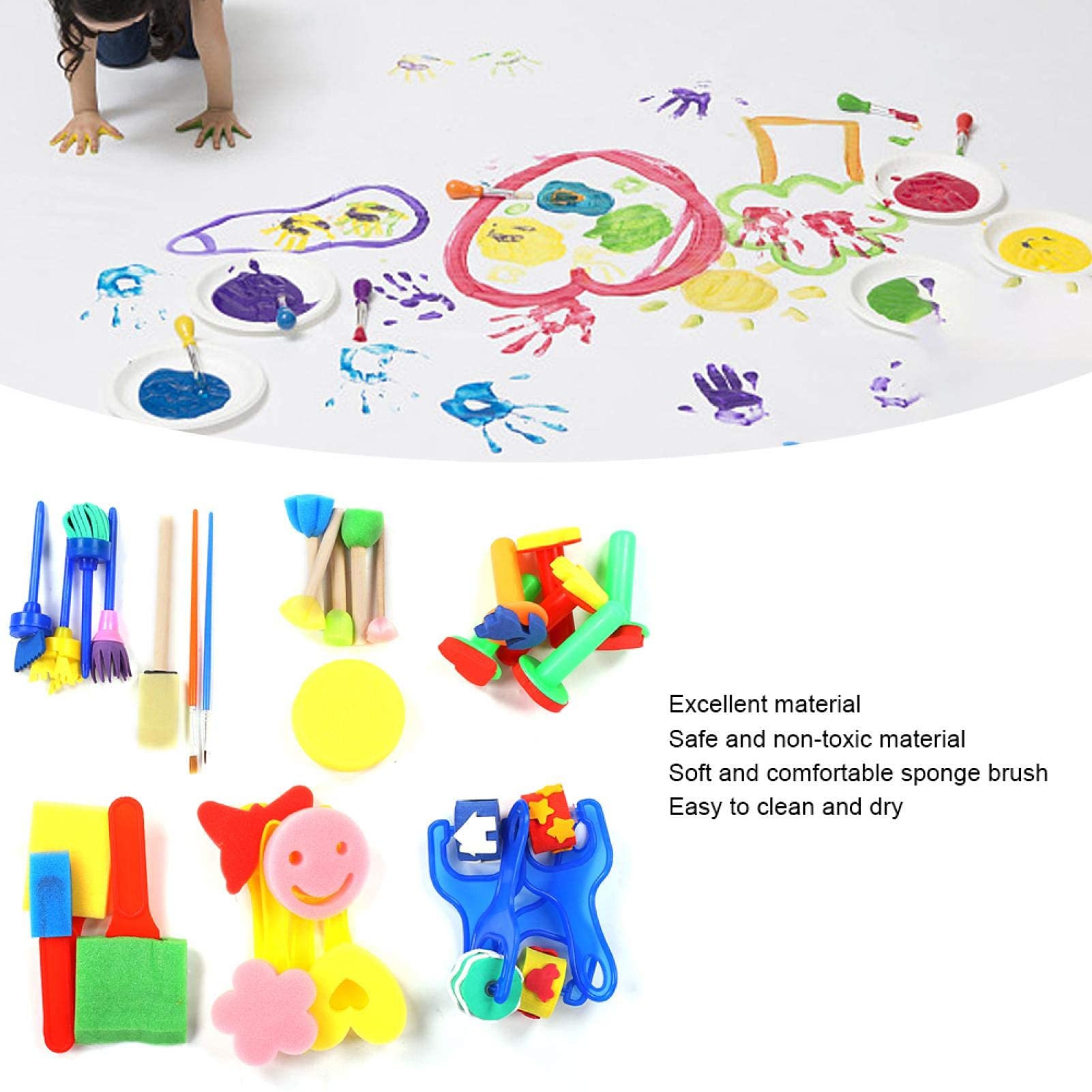 Verfaccessoires Voor Kinderen Kinderen Verfborstels Spons Kits 42 Stuks Schilderpenselen Tekengereedschap Kits