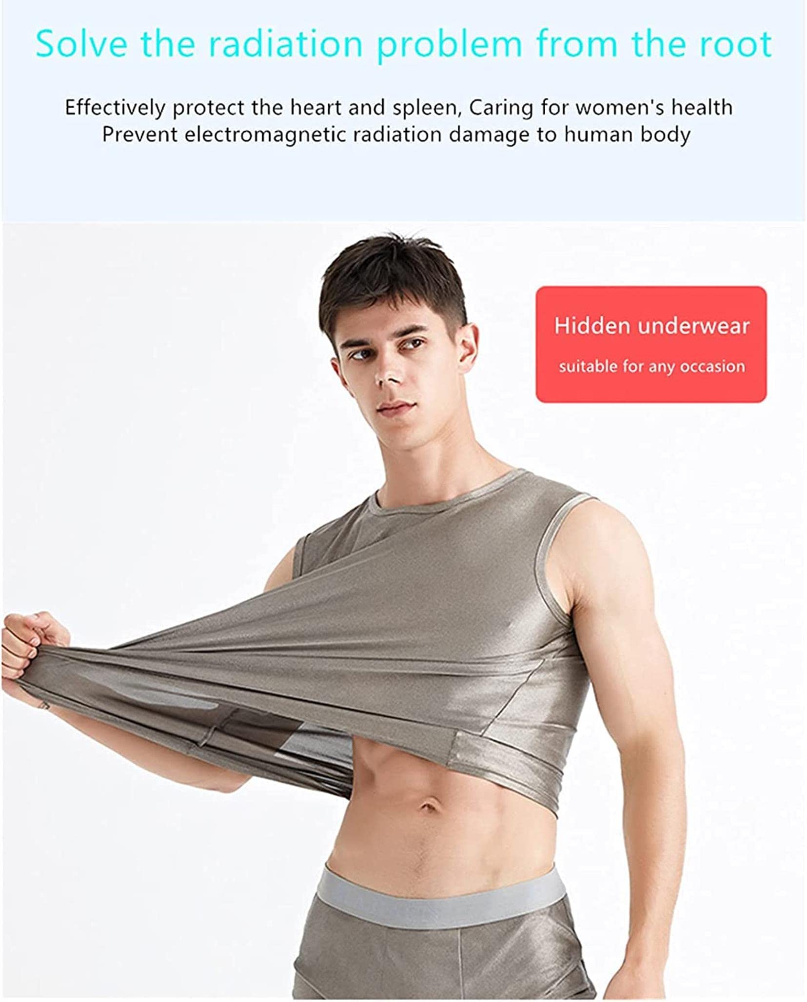 AMNOOL Gilet de Protection Contre Le rayonnement électromagnétique Gilet et Culotte, Ensemble de sous-vêtements de Fibre de Fibre d'argent, Blindage EMF (Color : L|Panties)