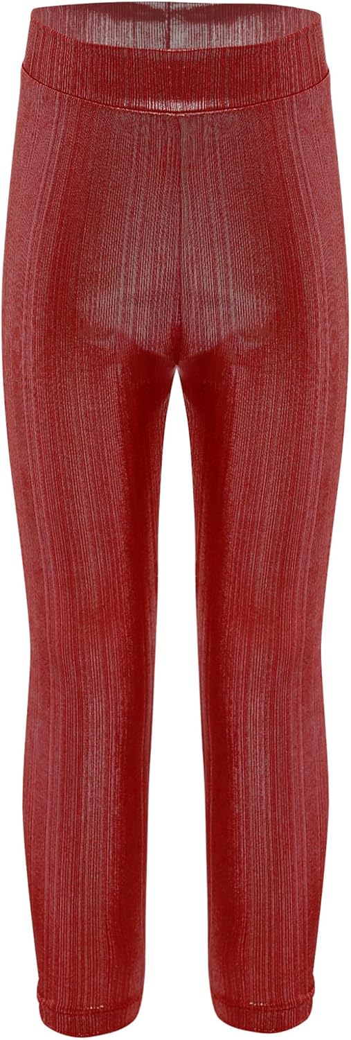 JanJean Kids Girls Shiny Metallic Leggings Stretchy Yoga Pants Hip-Hop Jazz Dance Pants Gymnastic Tights Sweatpants