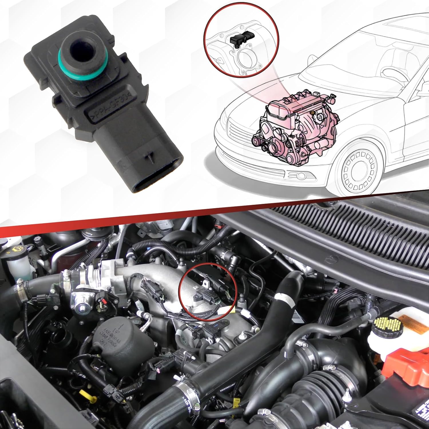 06E906052 Manifold Absolute Pressure Sensor Compatible with Beetle 2012-2019 1.8L 2.0L L4 Eos 2007-2016 Golf 2013 2019-2021 GTI Jetta 2006-2024 Passat 2018-2022 Passat CC 2009-2012 2.0L L4