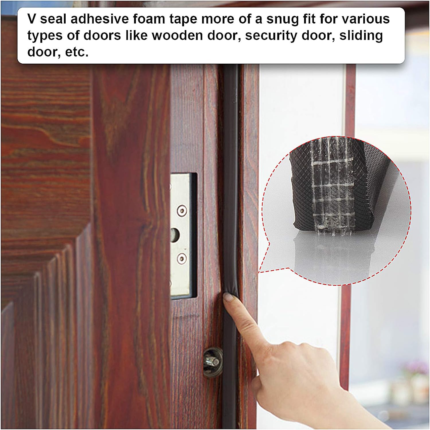 Weather Stripping for Door/Windows X 26 Feet Long, V Shape Adhesive Weather Strip Door Frame/Windows Frame Seal PU Foam Strip Weather Seal Door Insulation Anti Collision Soundproof