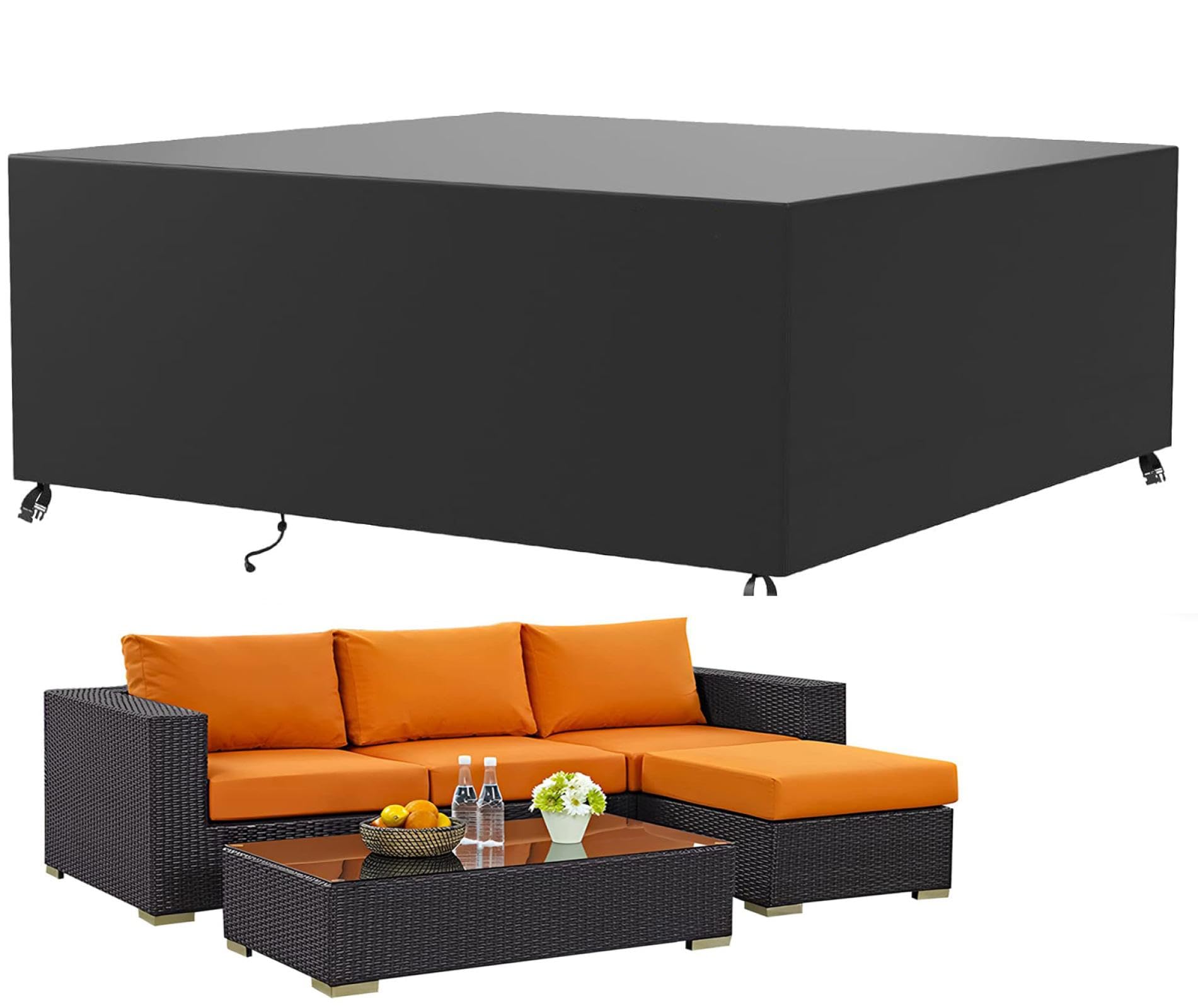 IEUUUB Garden Sofa Couch Cover 100x60x60cm Outdoor Rattan Corner Furniture Covers 2-3 Seater Bench Cover Corner Sofa Cover for Chair and Table Outdoor Rattan Sofa Cover Rectangular