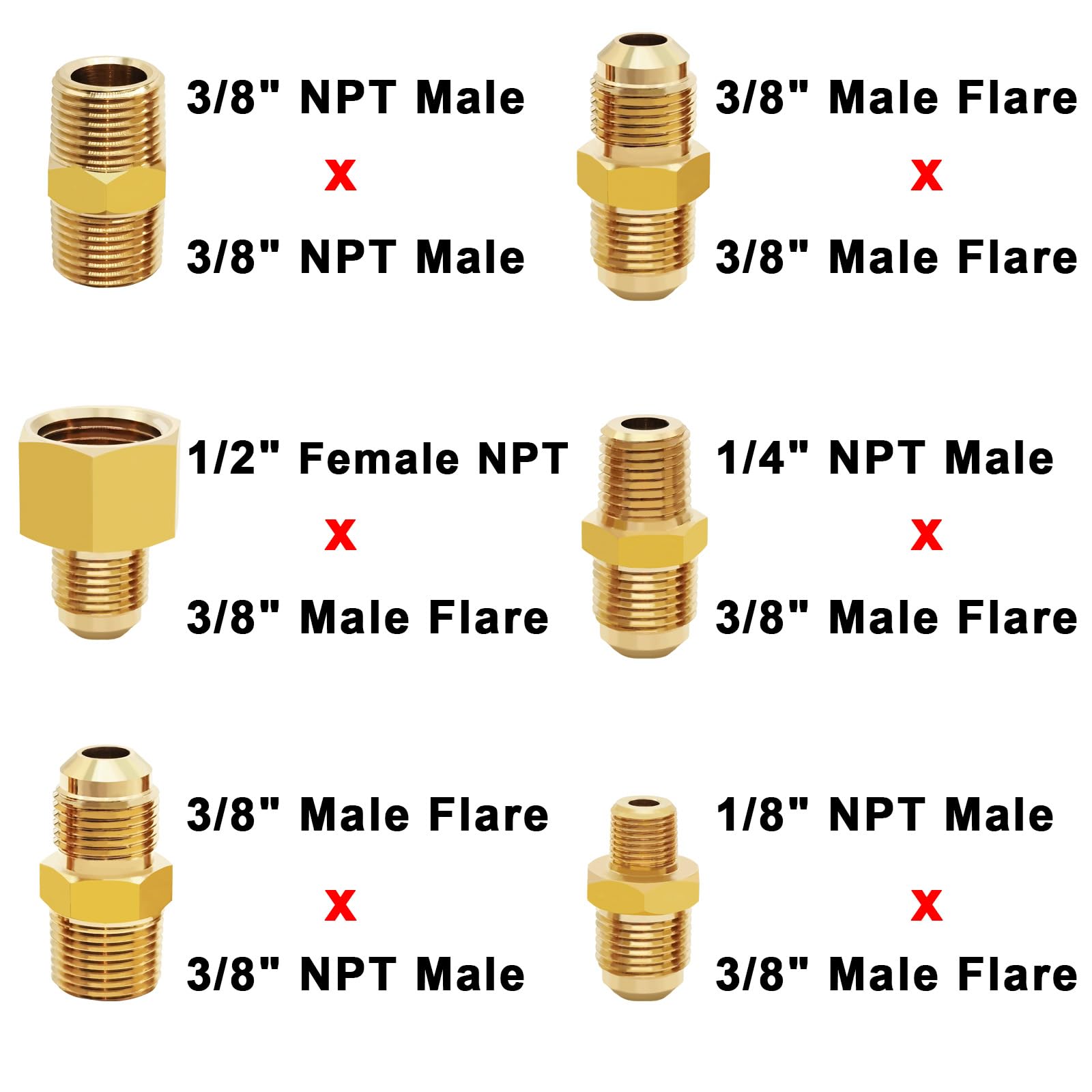 Extensión de manguera de propano trenzada de alta presión de 20 pies con acoplamiento de conversión de 3/8 pulgadas a hembra de 1/2 pulgada, NPT macho de 1/4 pulgadas, NPT macho de 1/8 pulgadas, macho