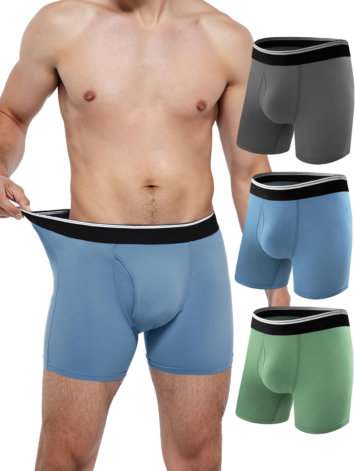 TIICHOO Incontinence Underwear for Men Washable Soft Leak Proof Boxer Briefs for Daily Bladder Leakage 3 Pack