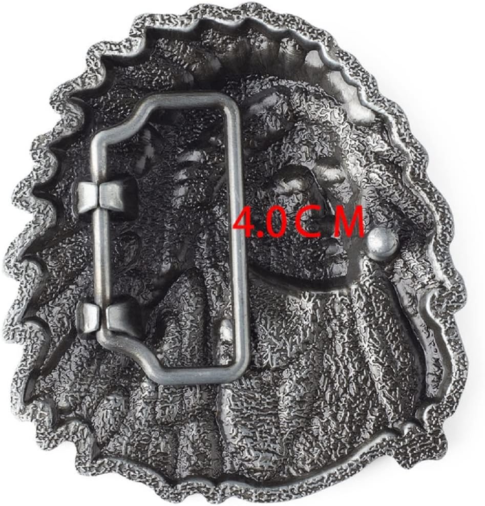 Native American Indian Chief Belt Buckle for Men, Tribal Buckle, Warrior Head Western Cowboy Best Man Wedding Gifts (Silver) - Image 3