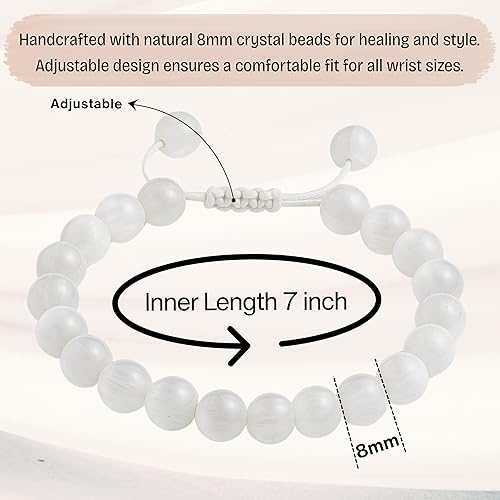 Vista 553 de Amazing Gemstone Yaxaite Bracelet for Women Men's Gifts - Protection Healing Crystal Bracelet - 8mm Gemstone Beaded Adjustable Bracelet Pulseras