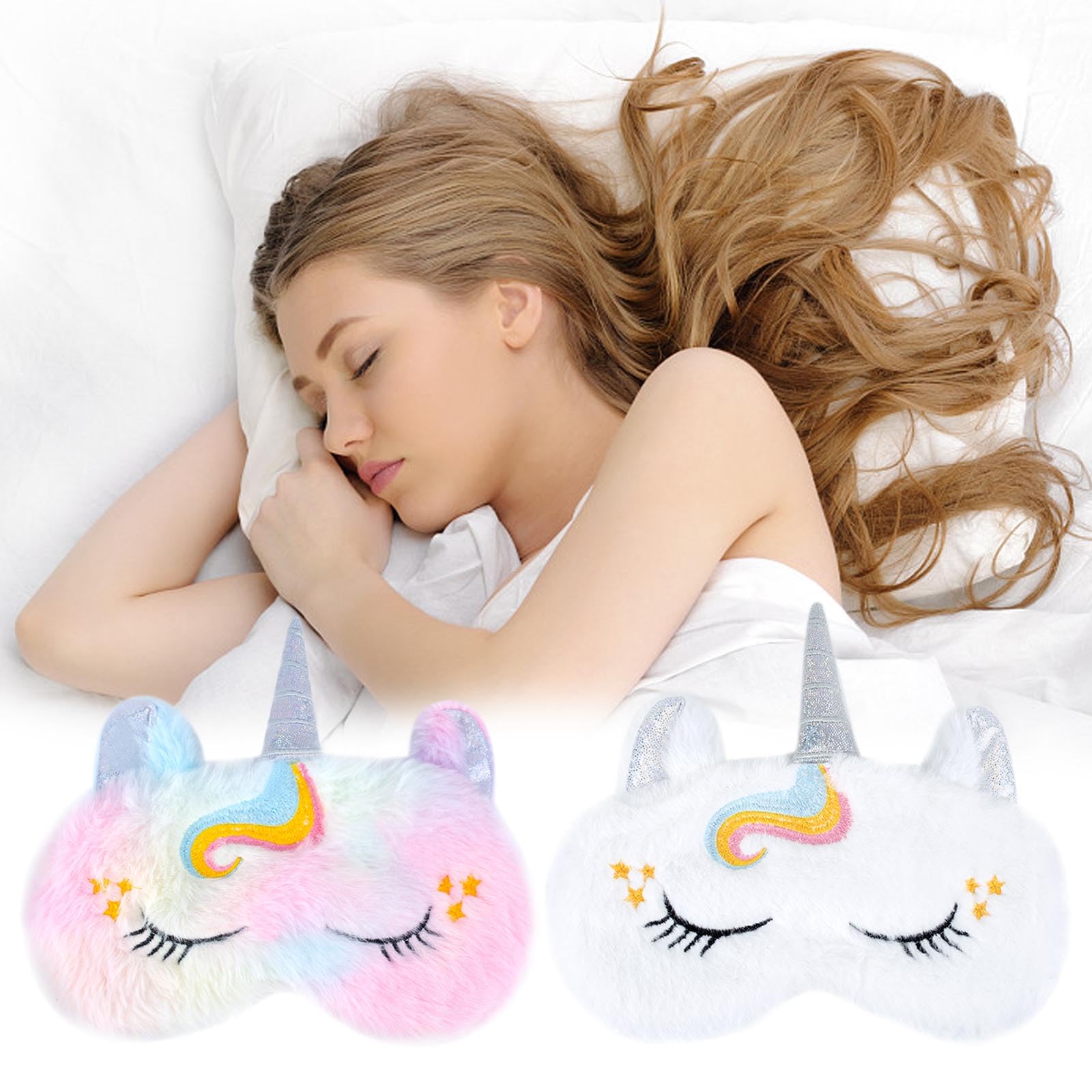 2 Maschere Per Dormire Animali 3D In Peluche – Morbido Set Panda E Unicorno – Per Bambini E Adulti - 3
