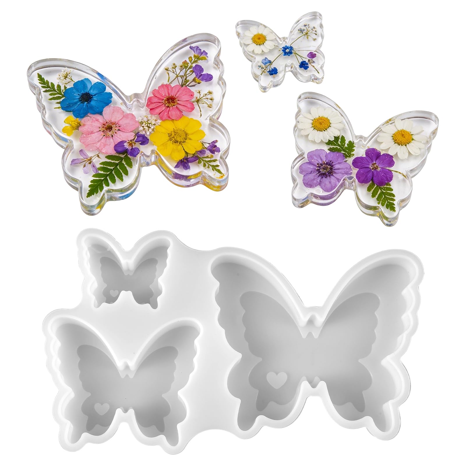 3-Piece Butterfly Silicone Mold, Soft Epoxy Resin Candle Molds for Candle Making Chocolate Soap DIY Crafts, Fondant Cake Decoration and Epoxy Resin Projects
