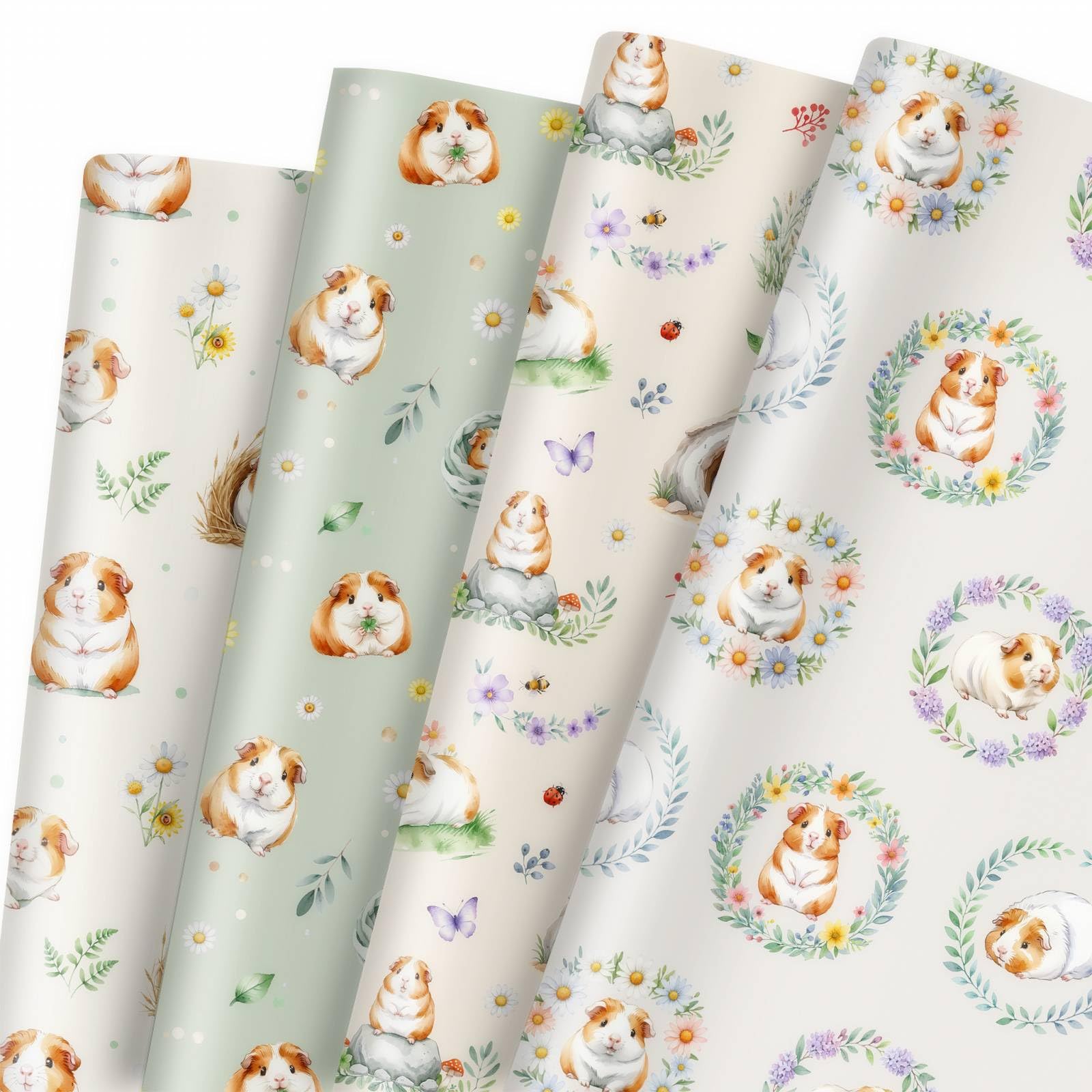 GleeWrap Guinea Pig Wrapping Paper – 12 Sheets Cute Guinea Pig Gift Wrap Paper for Birthday, Baby Shower & Home Decoration, 50x70cm