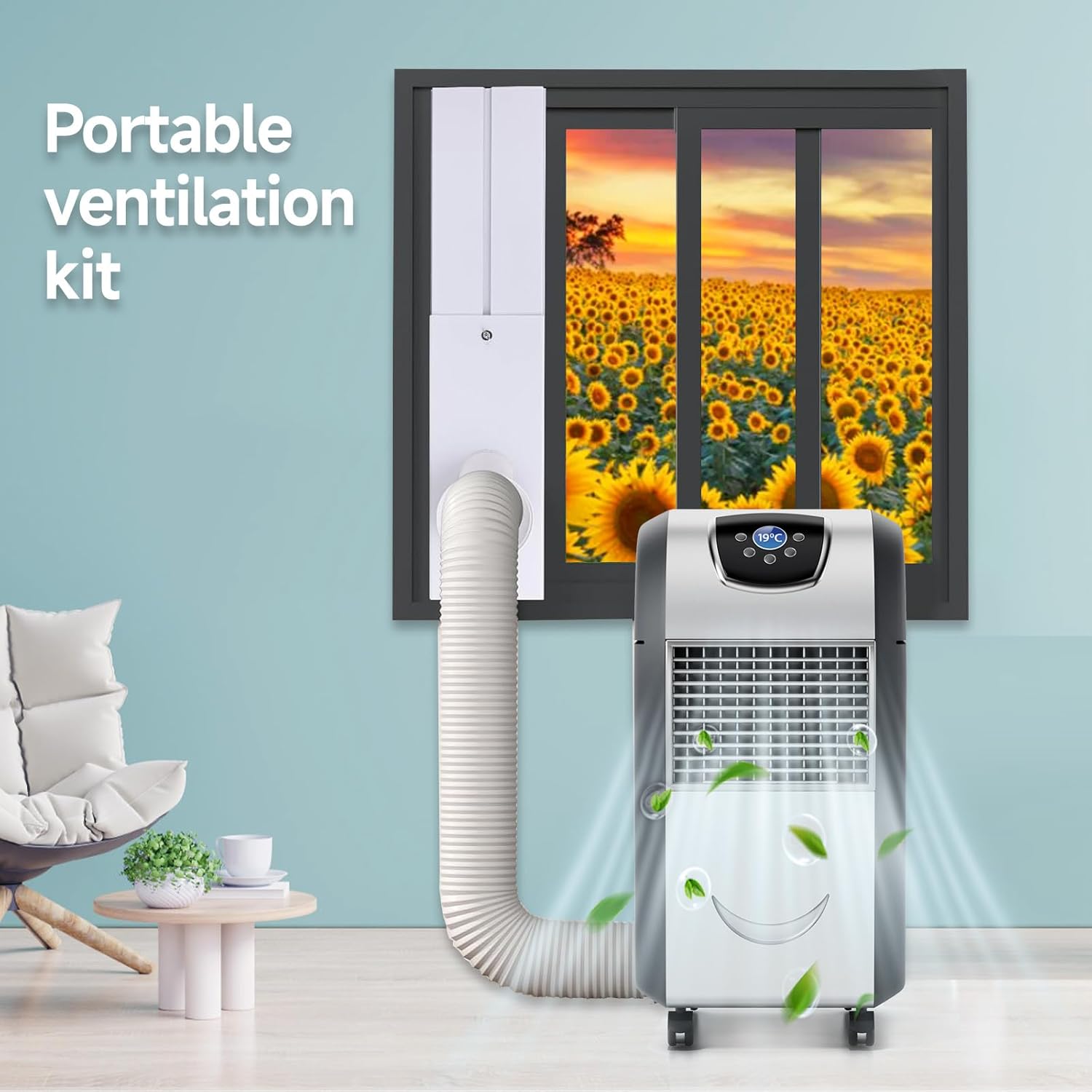 BAFFOGY Portable Air Conditioner Window Kit with Hose, 5.9“ Diameter 59” Length Adjustable Window Seal Kit for Horizontal or Vertical Window/AC Units