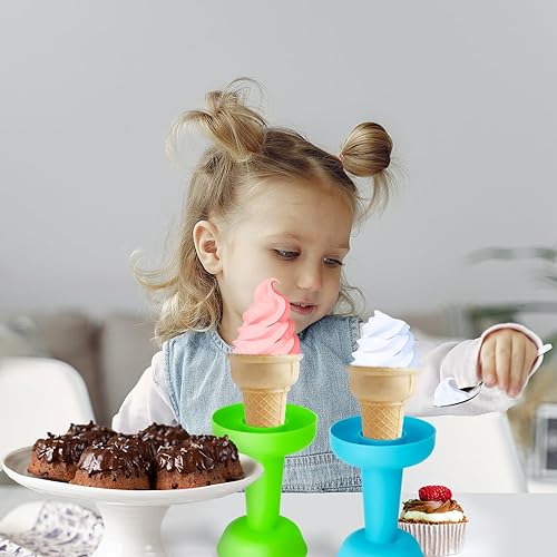 Miniatura 6 de 4 soportes para paletas sin goteo, reutilizable, antigoteo, para niños, anticongelación, cono de helado lavable para niñas y niños (rojo, verde,