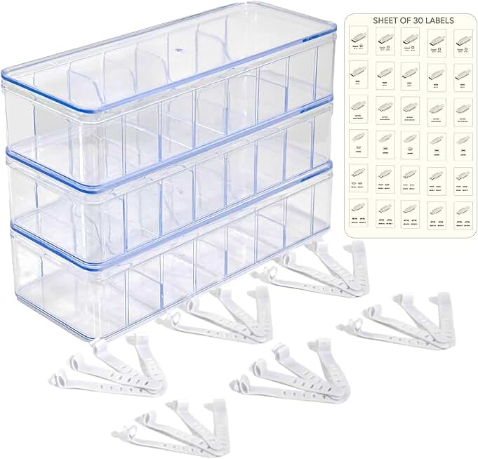 Set of 3 Cable Organizer Box W/Labels - Charger Box, Stackable W/Lids-Cord Organizer Junk Drawer- Cord Storage Box for Desk -Cable