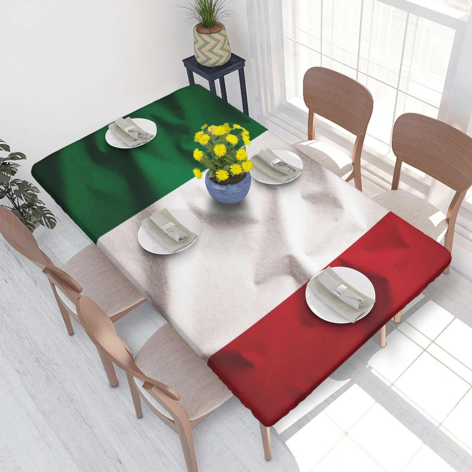 WPKJU Italy Flag Printed Tablecloths 4ft Rectangular Table Covers Washable Polyester Decorative Table Cloth for Dining Table Picnic Wedding