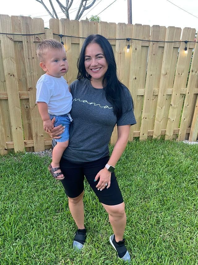 ASTANFY Mama Shirts Women Mama Letter Printed T-Shirt Graphic Tee Casual Short Sleeve Tops - Image 3