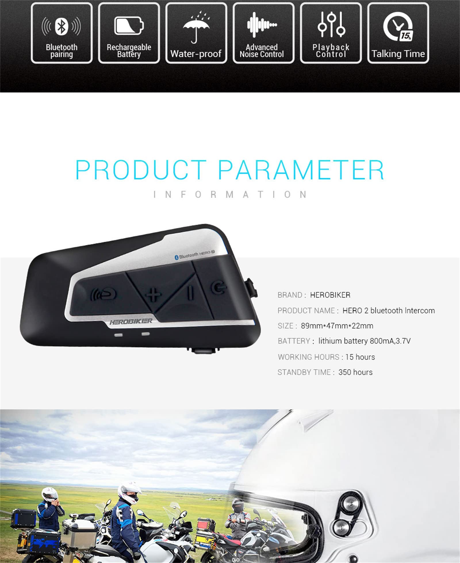 2 Set 1200 M BT Moto Casco Interfono Impermeabile Senza Fili Bluetooth Moto Auricolare Interfono Radio FM Per 2 Giri