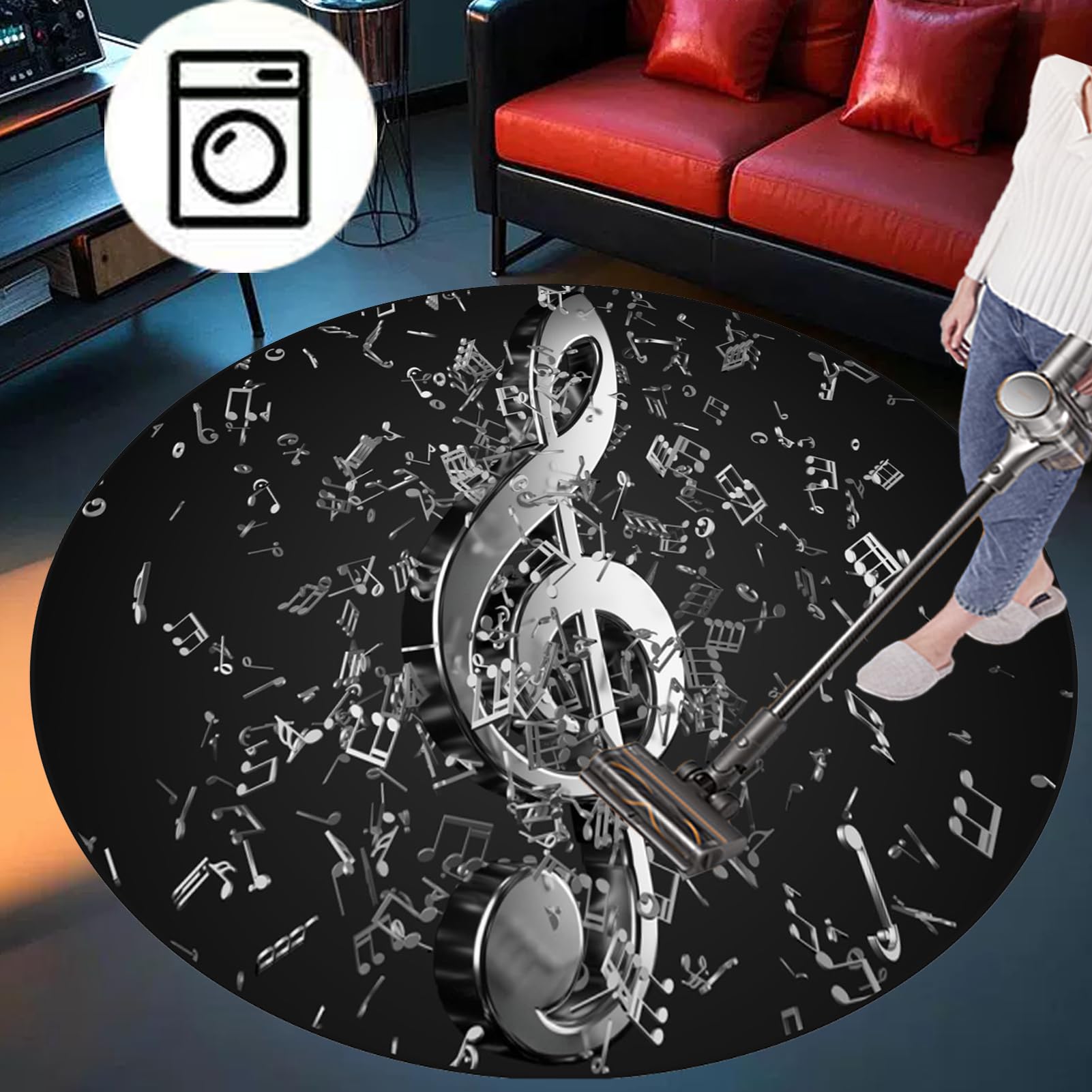 Drum Teppich Schlagzeug Teppich Schallschutz Teppich Schallschutzmatte rutschfeste Trommel Teppiche Rund Drum Matte Schallschutzdecke für Bass Drum Snare Usw Schlagzeugteppich 120 cm