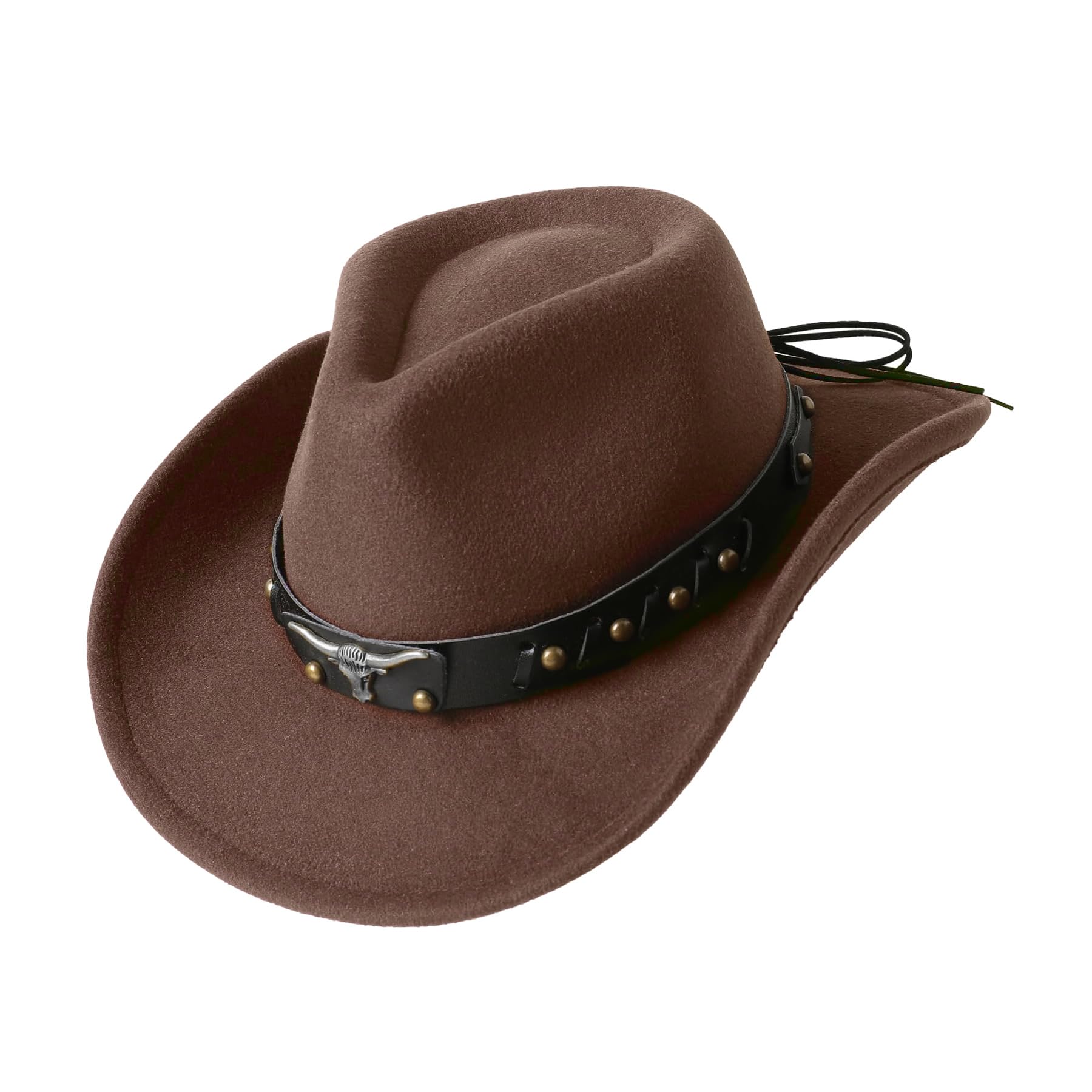 Aegistus Cappello da cowboy unisex per uomo e donna – Cappello western con ampia pelliccia sintetica e chiusura con fibbia – cappello da rodeo per attività all'aria aperta marrone, caffè
