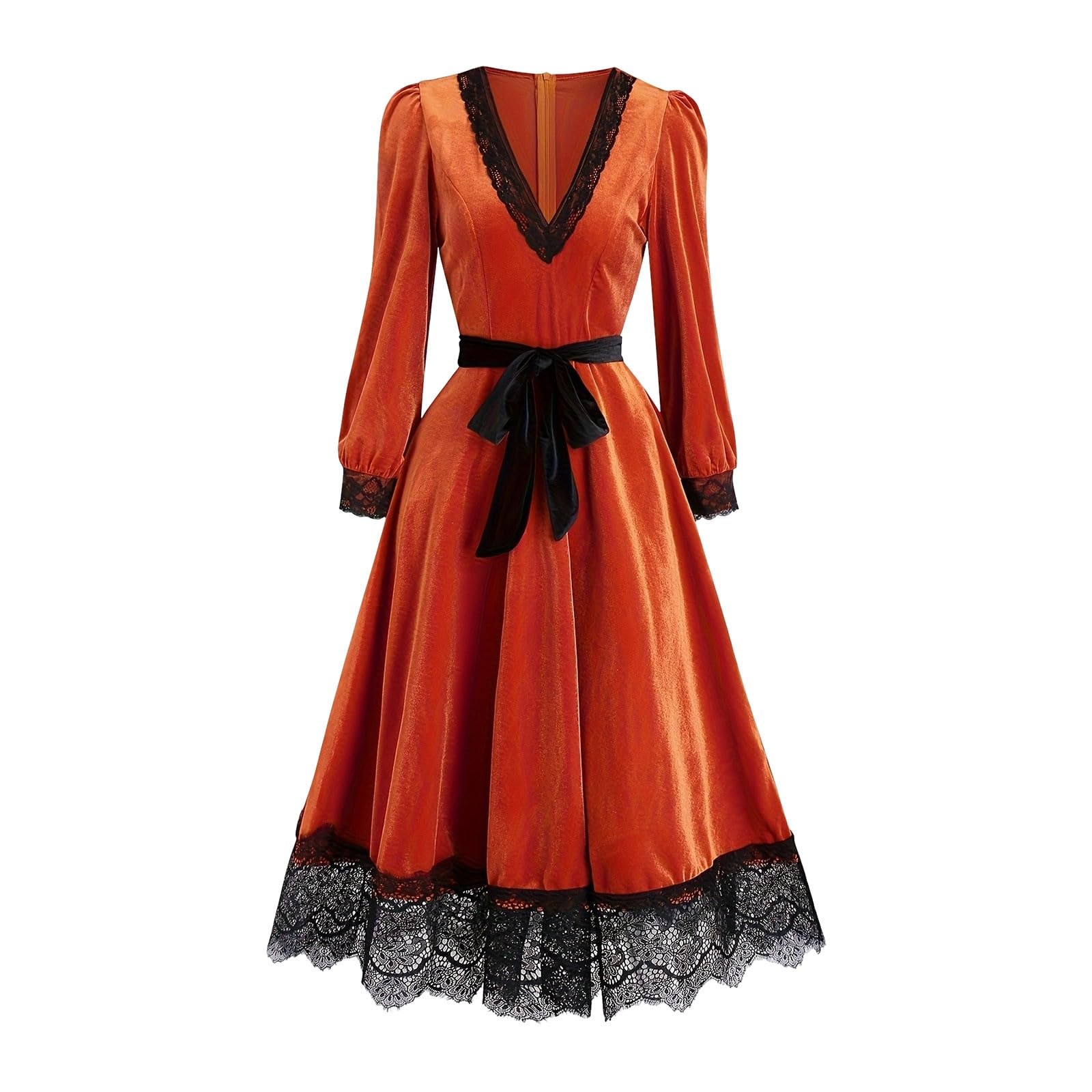 Robe Halloween Pour Femme - velours manches longues haute jupe ample coupe élégante pour femme décontractée quotidienne bureau vacances polyvalente saisons printemps été automne hiver lavage