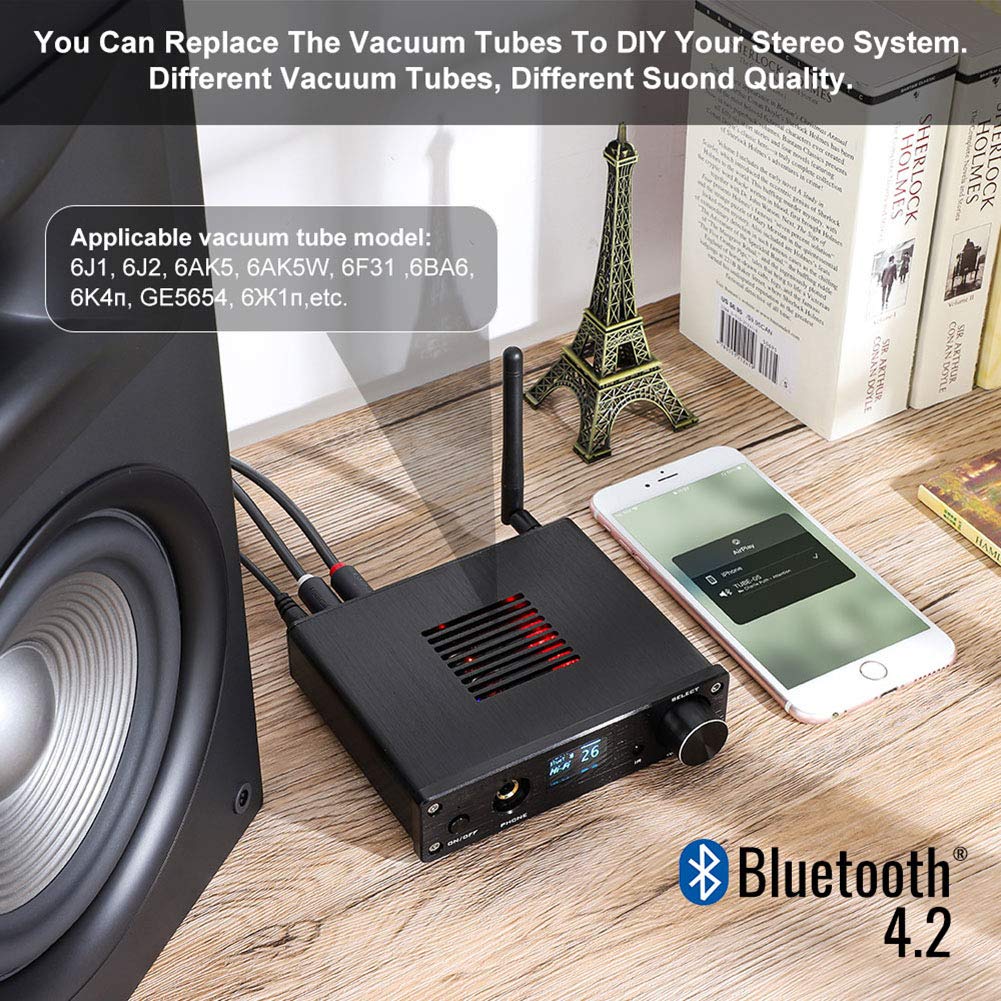 Decoder Audio, preamplificatore valvolare, decodificatore DAC USB, Amplificatore per Cuffie Desktop, Tubo 6K4 Integrato Bluetooth 4.2 con Telecomando utilizzato per l'amplificatore