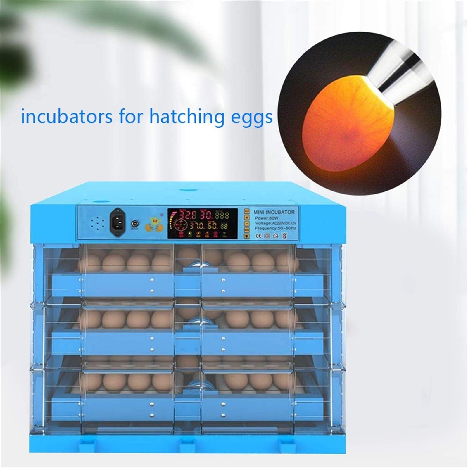 Incubatrice e schiusa per Uova, 192 Uova, Grandi incubatrici per la schiusa di pollame, polli, Anatre, oche, Uccelli, Rotazione Automatica, umidità