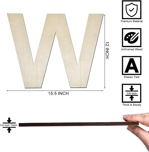 Vista 185 de Letra S de madera de 12 pulgadas, letra S de madera sin terminar de 1/4 de pulgada de grosor para decoración de pared del hogar, manualidades