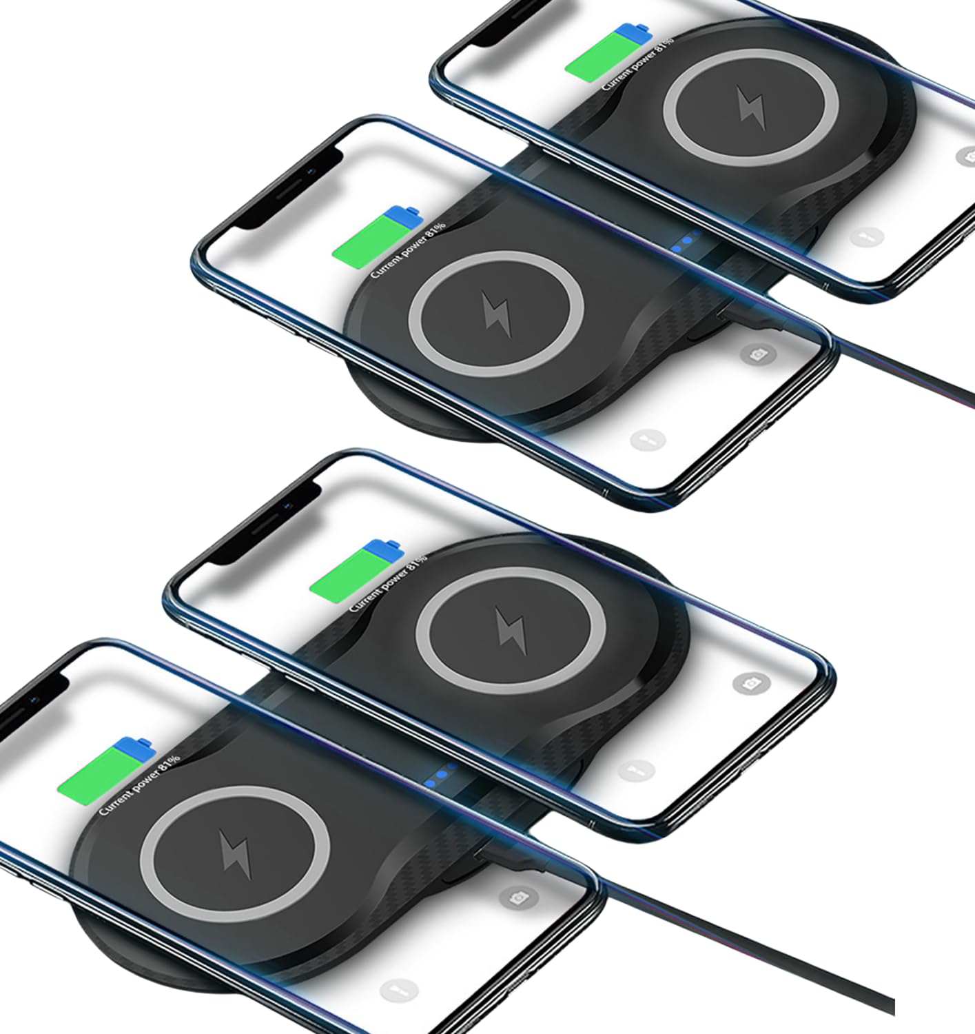 2 Pack Dual 15W Wireless Charger for Multiple Devices, 30W Fast Wireless Charging Pad/Mat for Apple iPhone, for AirPods, for Samsung Phone, for Google