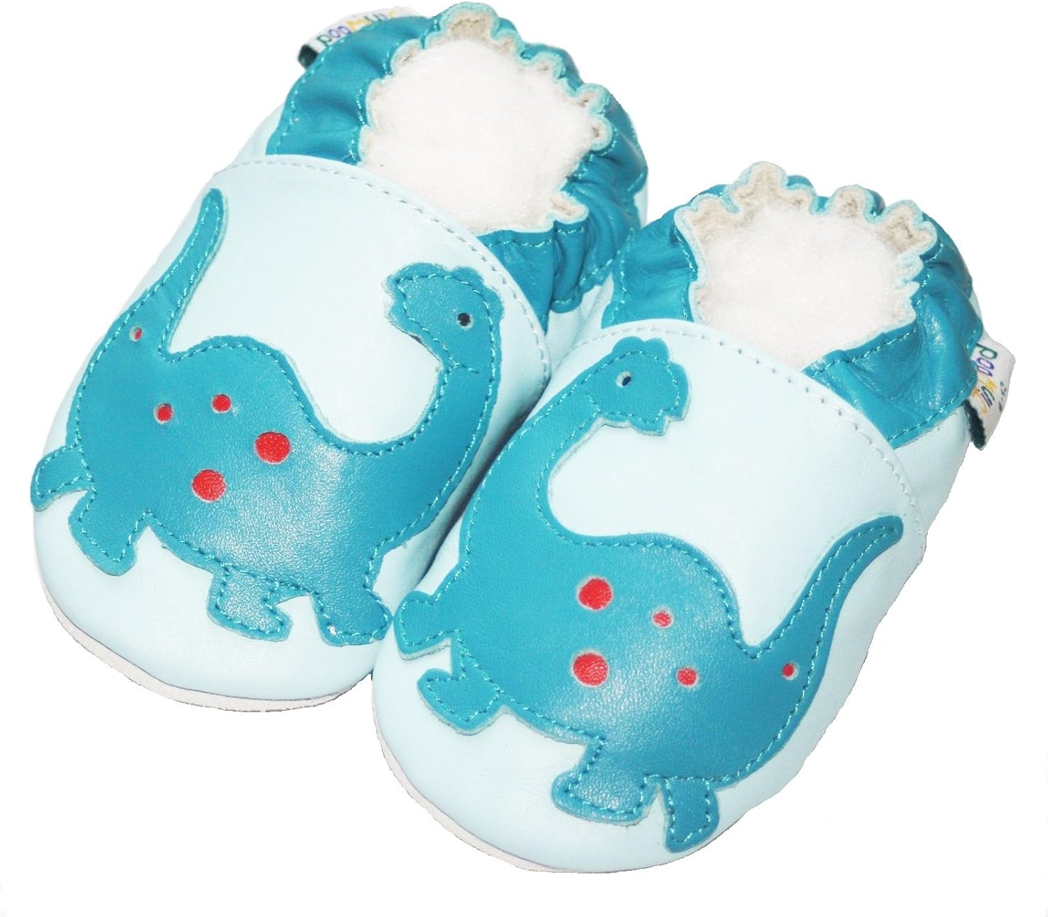 Jinwood Soft Sole Leather Baby Shoes Boy Girl Infant Children Kid Toddler Boy First Walk Gift Dinosaur blue 0-2Y