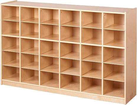 Back2School Express 30-Compartment Mobile Cubby Storage Cabinet | Classroom Toy Organizer for Daycare, Preschool, Playroom, Natural Birch Wood, GREENGUARD Gold Certified, 58" W x 36.63" H