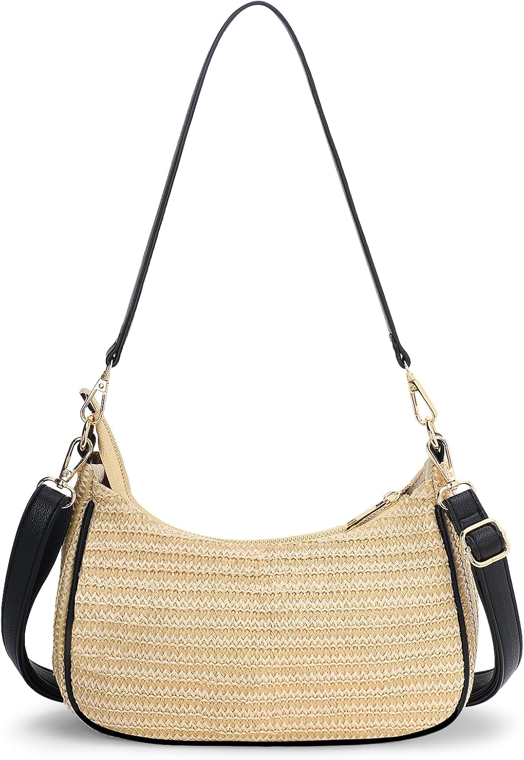 Straw Shoulder Bag for Women – Summer Woven Colorful Stripe Purse