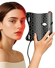 Terapie červen&yacute;m světlem pro obličej, vylep&scaron;en&aacute; světeln&aacute; terapie LED obličejovou maskou, maska pro terapii červen&yacute;m světlem - červen&eacute;, modr&eacute; a infračerven&eacute; světlo pro akn&eacute;, vr&aacute;sky a omlazen&iacute; pokožky | 3-Strap Design