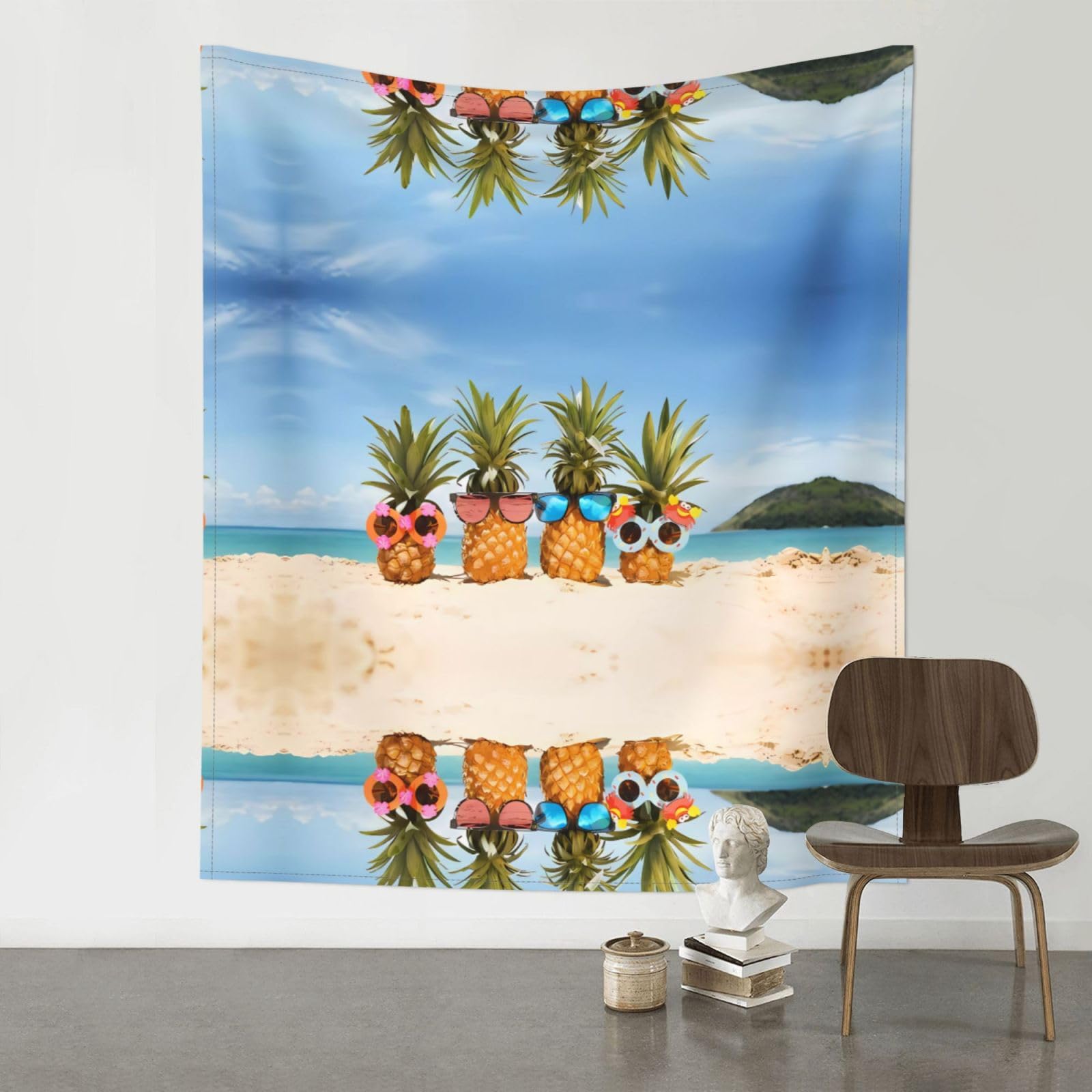 WHJSSF Ocean Beach Pineapples Prints 60x51in Wall Tapestry Bohemian Throw Blanket Dorm Decor Beach Picnic Cover