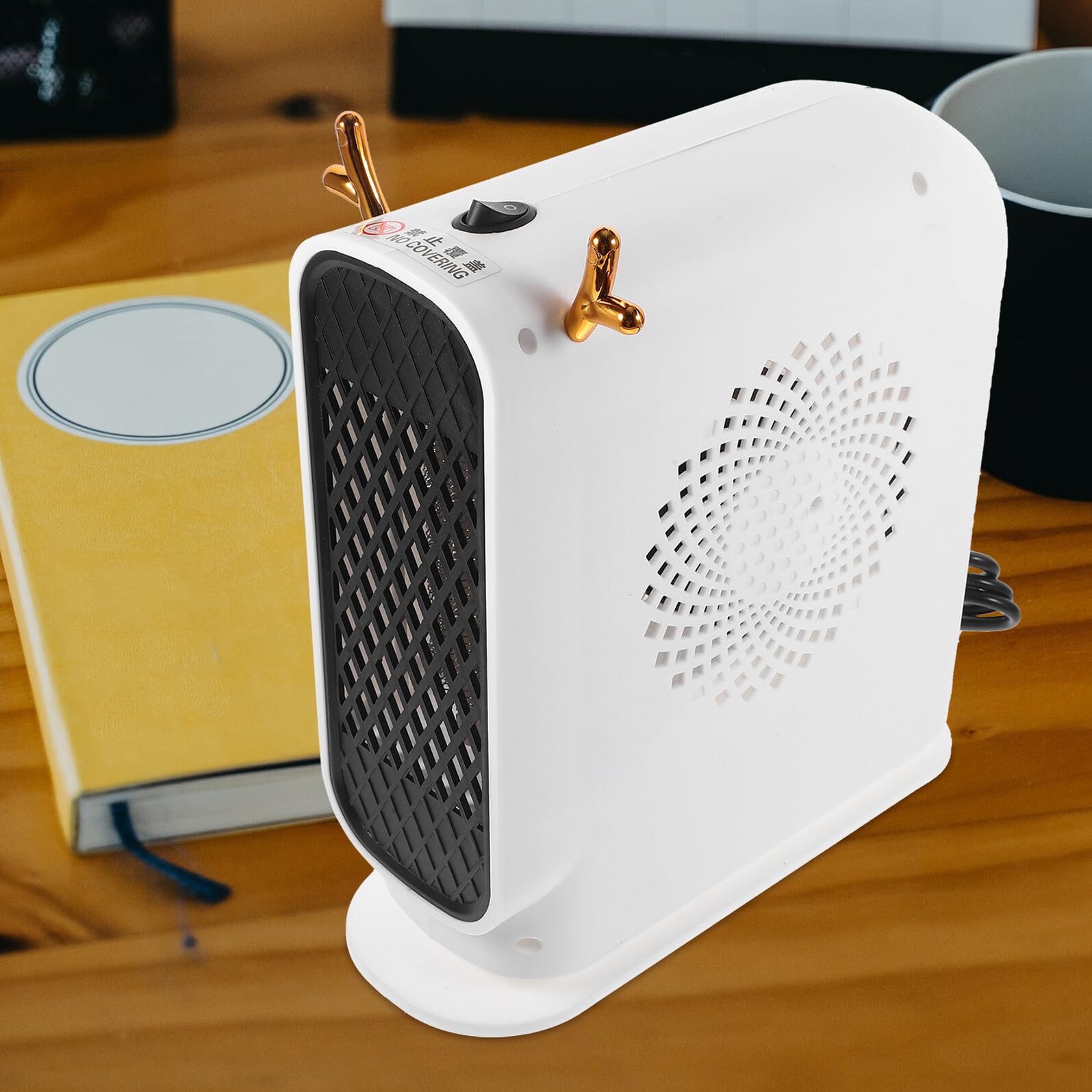 Riscaldatore Elettrico da Tavolo Portatile per Casa e Ufficio 500w Riscaldamento Rapido Controllo Termostatico in Pp Bianco
