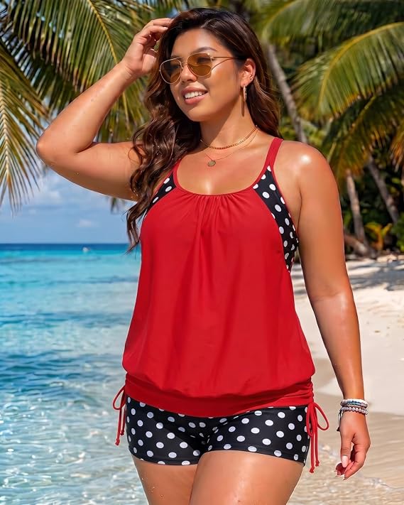 Holipick Womens Plus Size Tankini with Shorts Two Piece Swimsuits