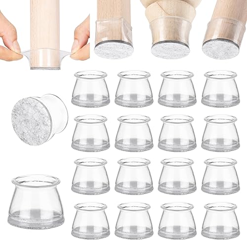 Aneaseit Protectores de suelo para patas de silla, 16 unidades, transparentes, almohadillas de silicona con parte inferior de fieltro para suelos de