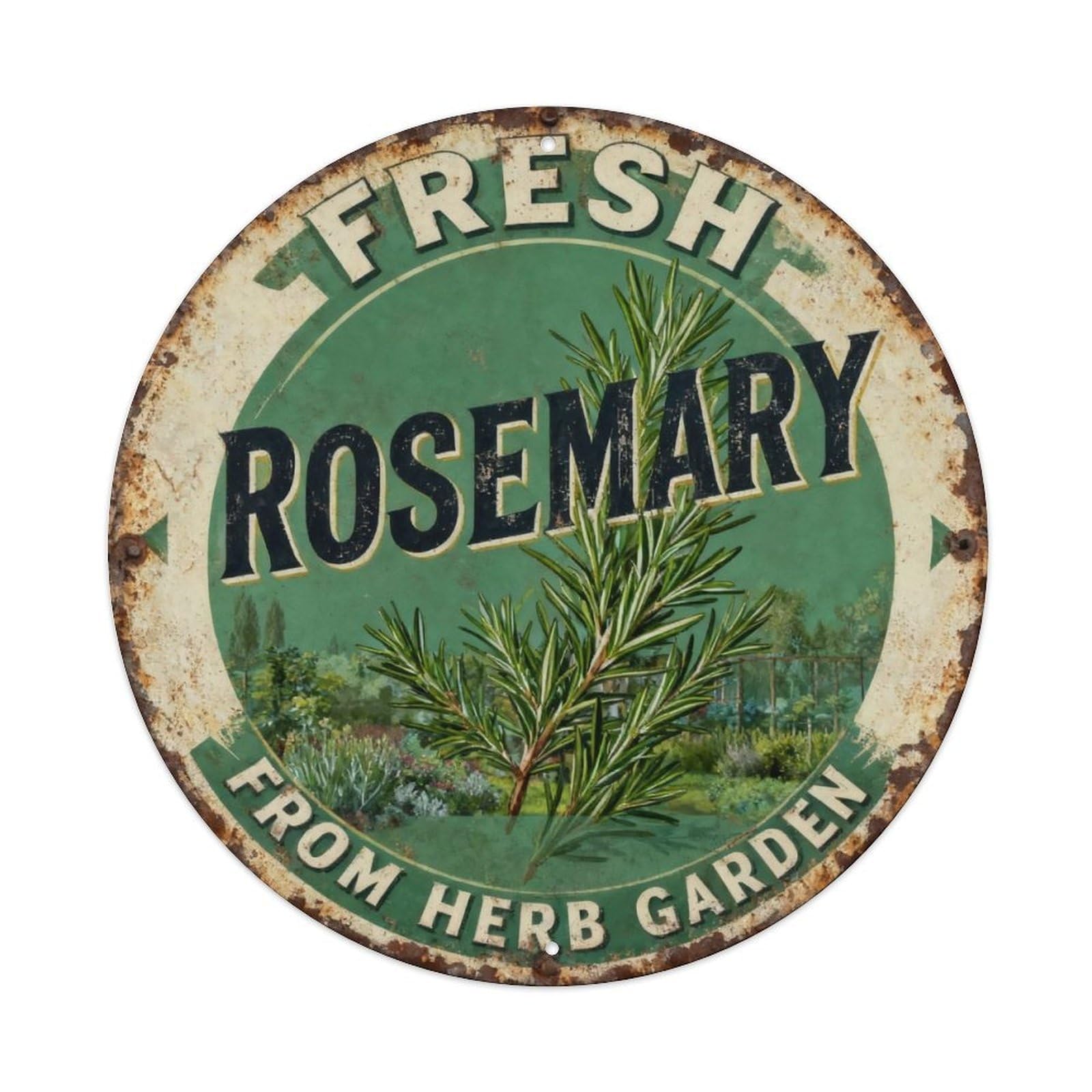 Fresh Rosemary from Herb Garden Metal Tin Sign Plaque