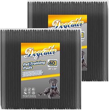 Dogcator Charcoal Puppy Pads Extra Large, Activated Dog Pee Pads, X-Large Odorless Potty for Dogs 28x34, 80 Count XL Disposable Pet Training Housebreaking, Black, 28x34 80ct