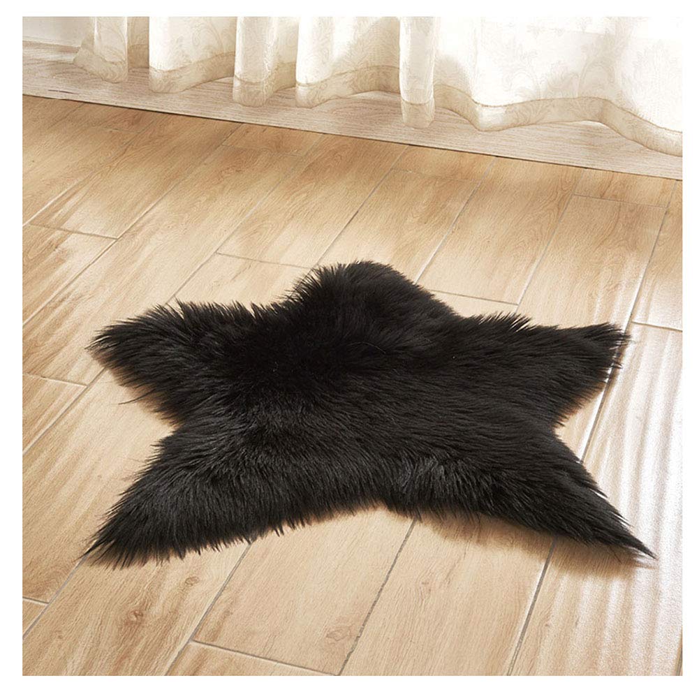 Tapis peau de mouton noir 60 cm de qualité supérieure pour chaise design