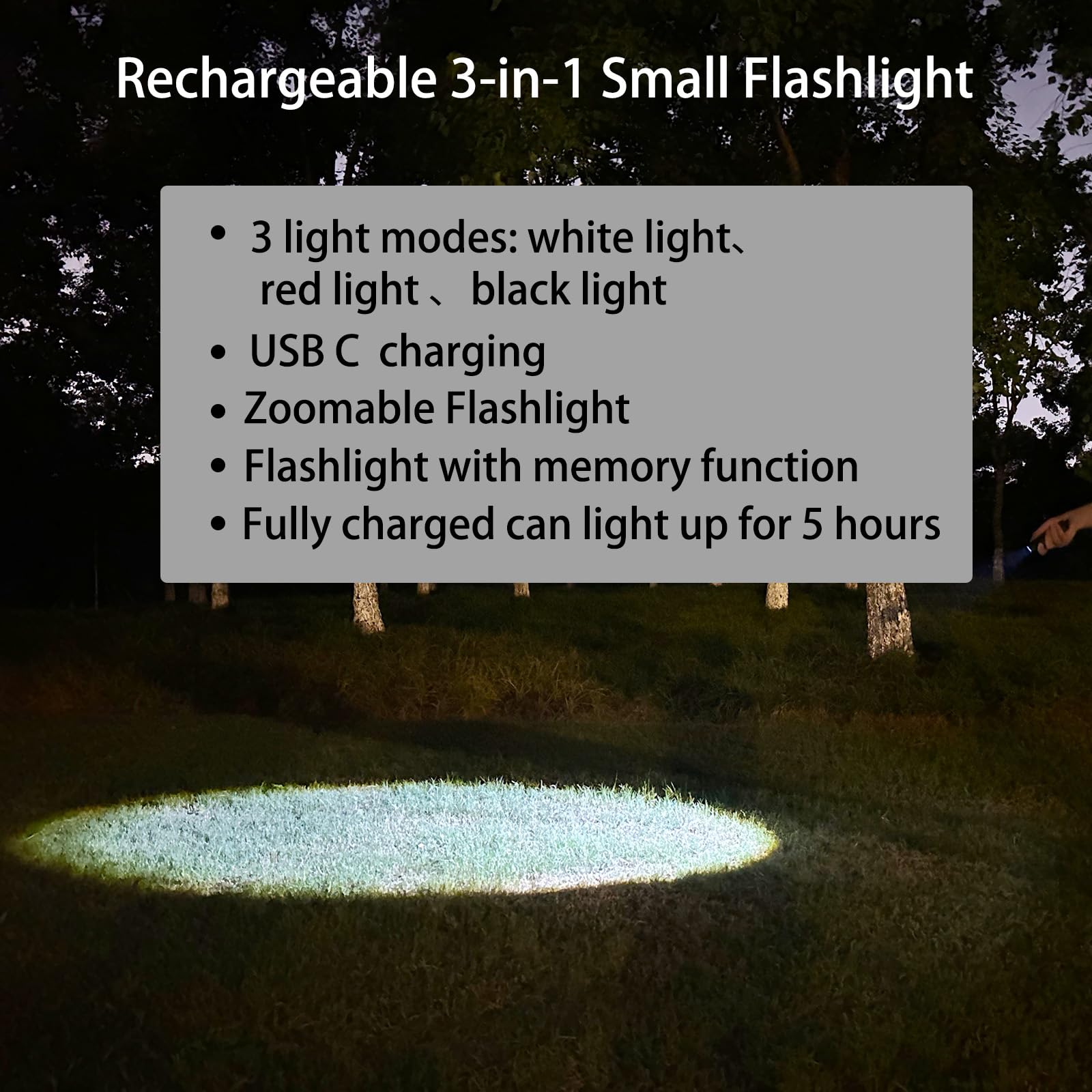 Lot de 4 mini lampes de poche LED rechargeables, petites lampes de poche lumineuses à lumière rouge zoomable avec lumière noire de 395 nm, lampes de poche UV, chargement USB C, pour camping, randonnée