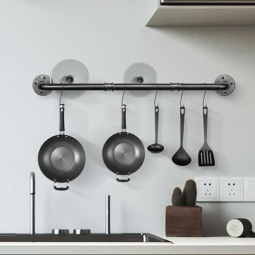 Miniatura 5 de NearMoon Toallero industrial de tubería, accesorio de toallero de baño resistente, montaje en la pared, soporte para toallas de baño de hierro