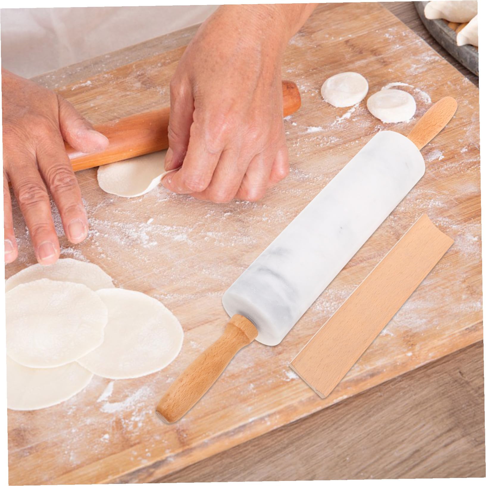 Alipis 3piezas Rodillo de Mármol de Alimenticio para Hornear Antiadherente para Fondant Repostería Pan Pizza y Uso Doméstico
