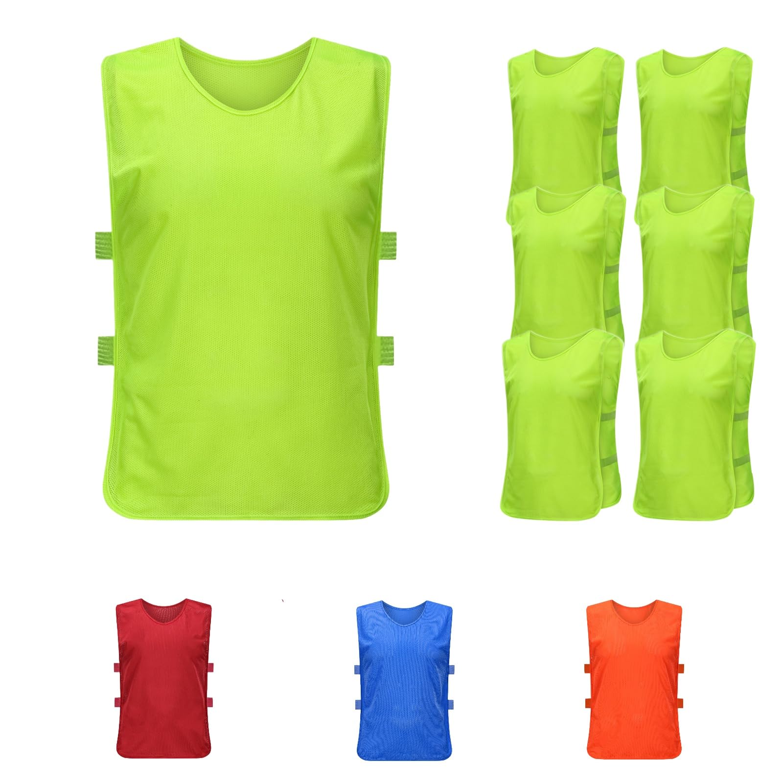 6 Pezzi Pettorine Allenamento Calcio 62 * 65 cm, Bavaglini Sportivi per Calcio, Traspirante Gilet Pallacanestro Donna Uomo Adulti Junior xl Adatto a 170-200 cm di Altezza