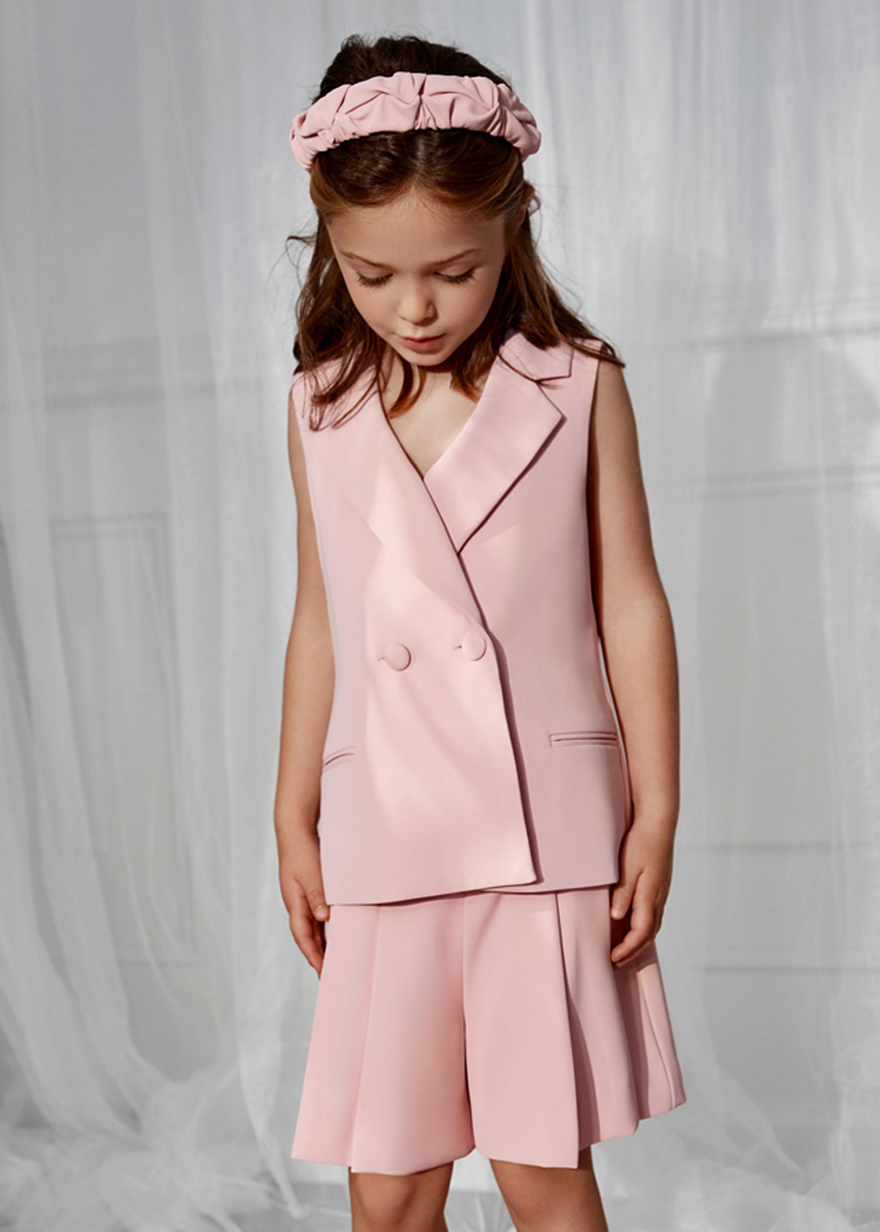 ABEL & Lula Traje Bermuda Crepe para niña Rosa