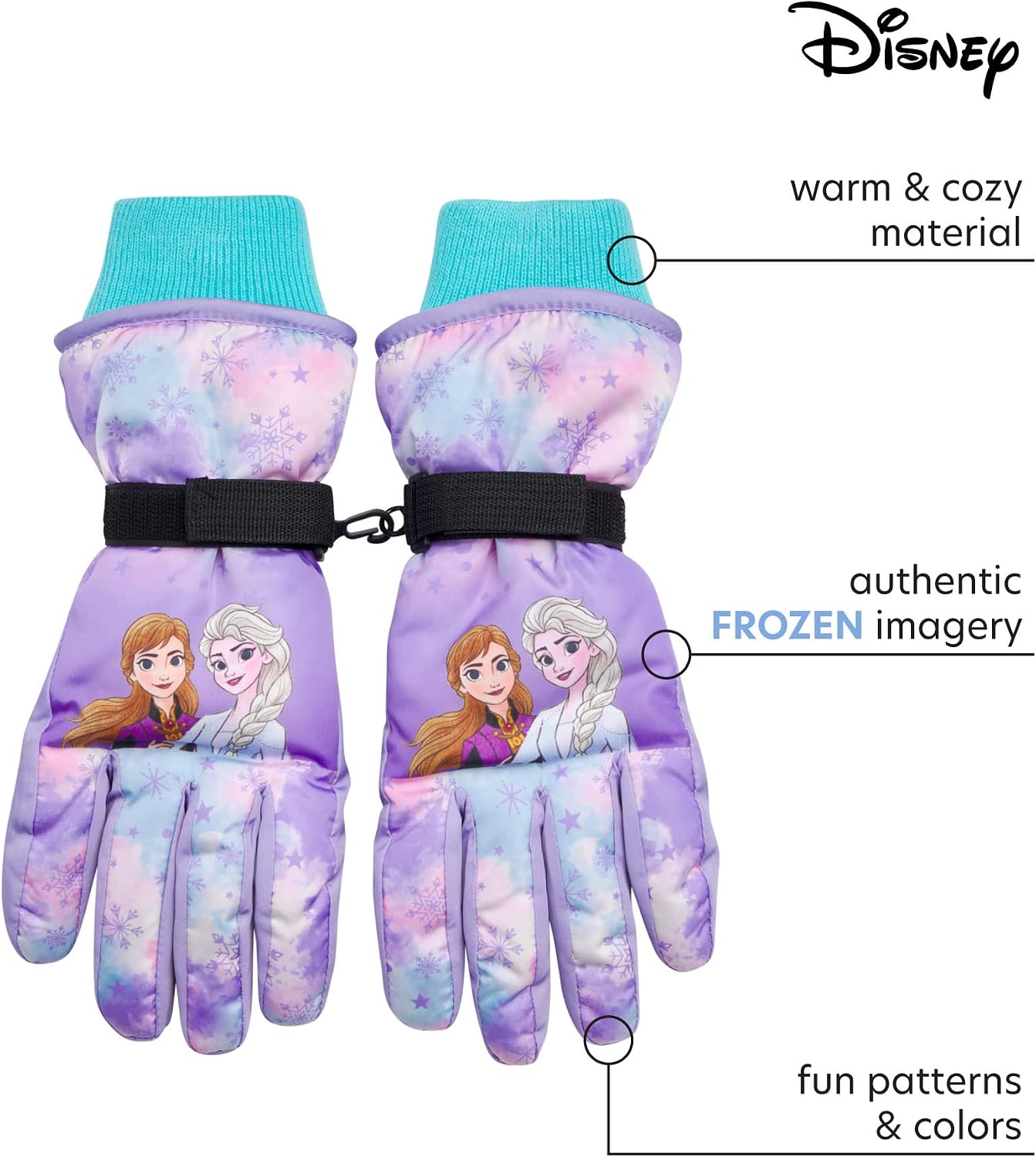 Disney Girls' Winter Insulated Snow Ski Gloves – Minnie Mouse or Frozen II Elsa & Anna (Toddler/Little Girls)