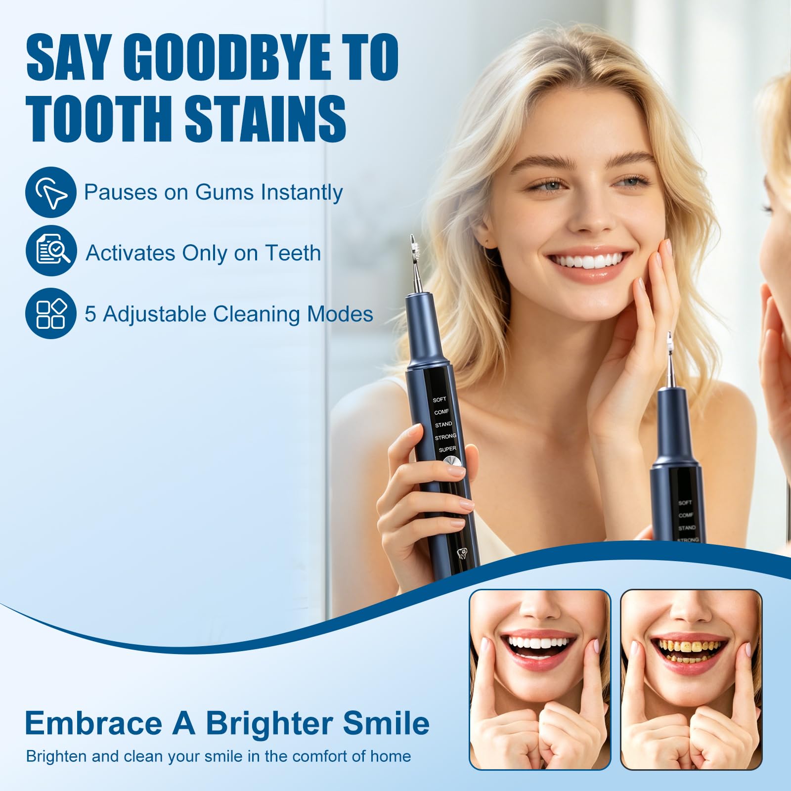 Irrigador dental de agua para dientes, irrigador oral inalámbrico con múltiples modos de limpieza, irrigador dental portátil recargable para aparatos ortopédicos, encías sensibles y cuidado