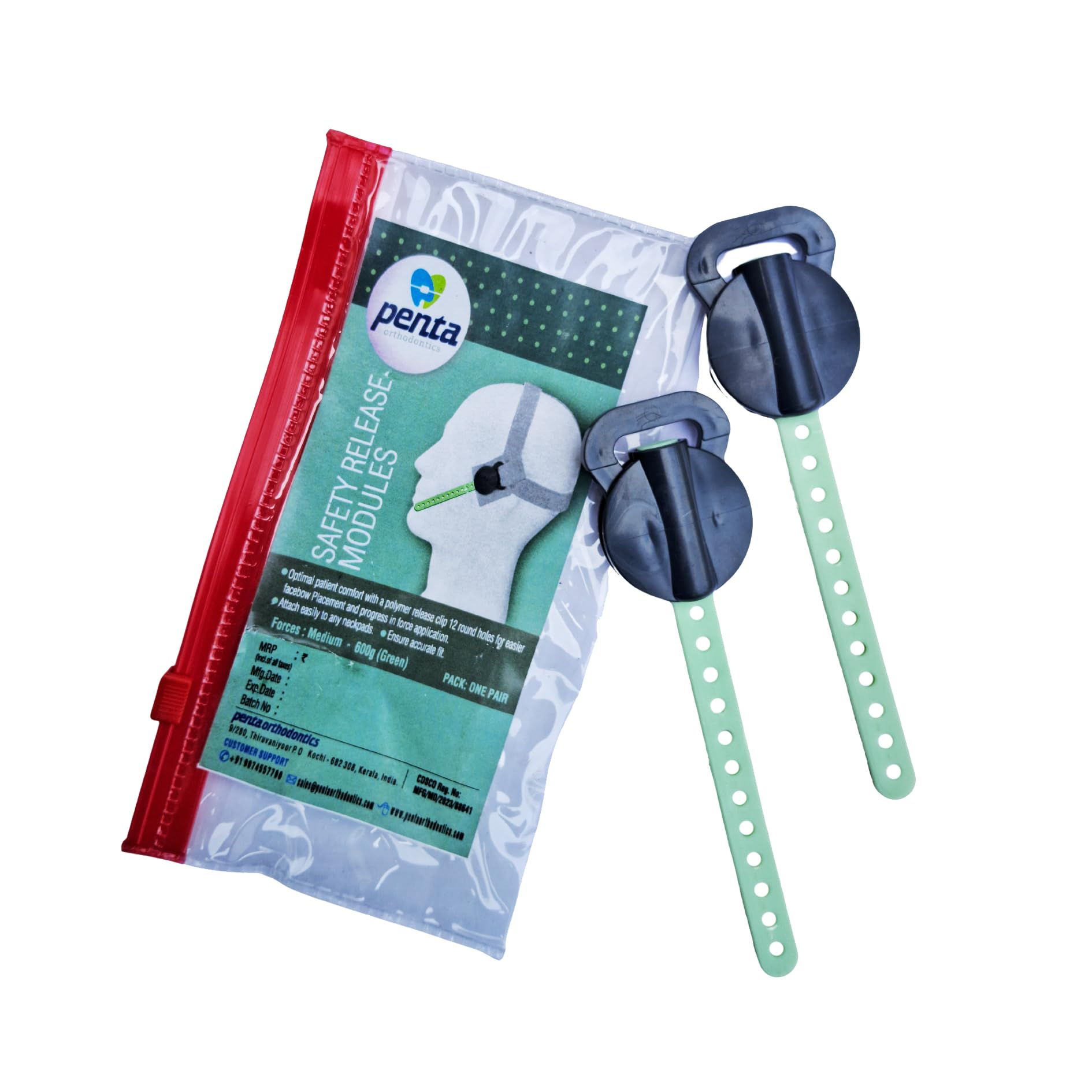 penta orthodontics, safety release module medium – green, orthodontic elastic for braces with enhanced comfort
