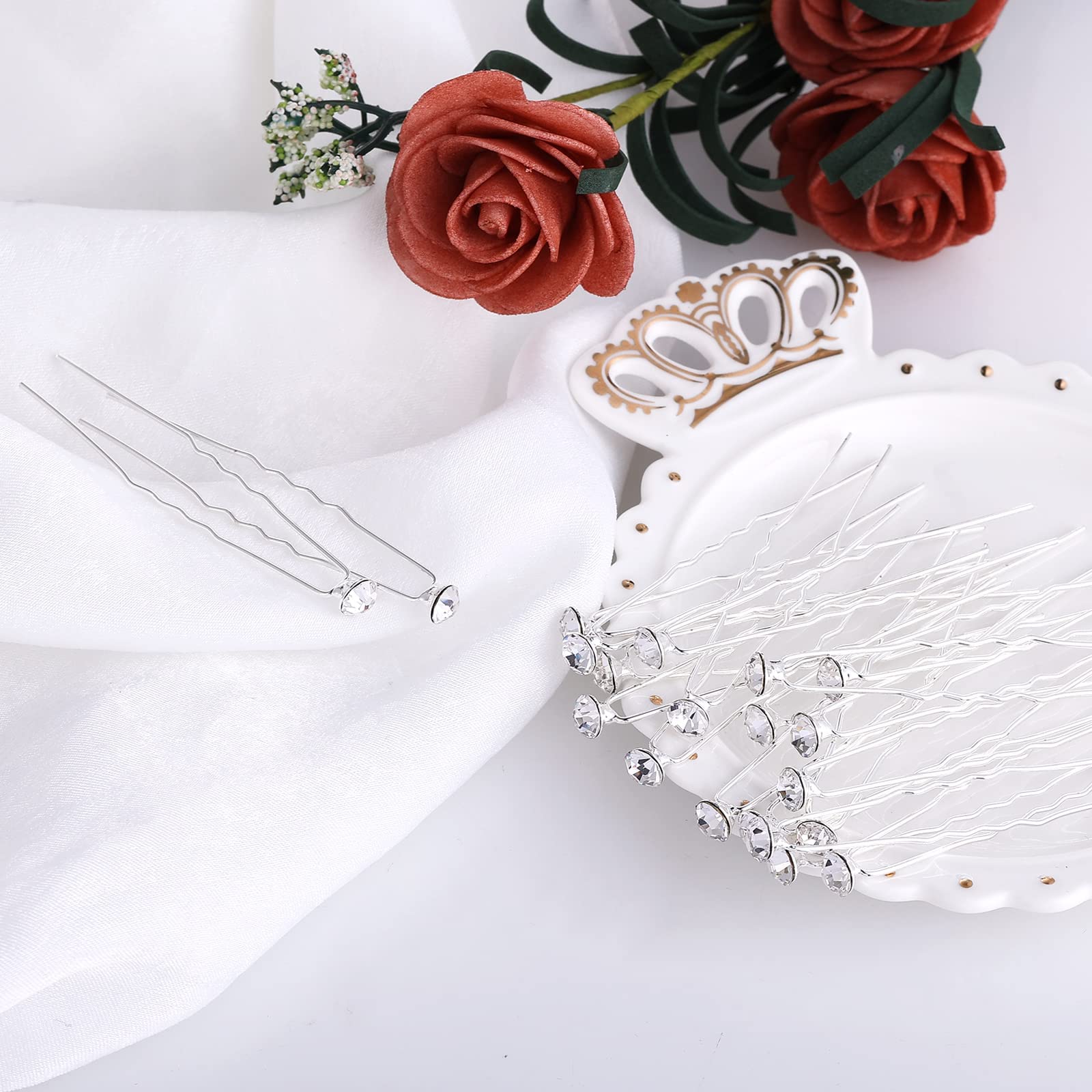 20 stücke Hochzeit Haar Pins Braut Strass Haar Barrettes Kristall Bridal Headstücke Brautjungfer Perle Haarspange Dekorative Schmuck Zubehör for Frauen Mädchen Haar Stil